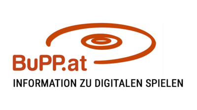 Das Logo der Bundesstelle für die Positivprädikatisierung von digitalen Spielen, kurz BuPP, ist in Blockschrift und orangener Schriftfarbe gehalten. Zusätzlich befinden sich in der rechten Ecke orange Halbkreise, die um die Buchstaben gezogen sind.