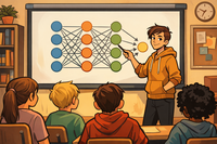 Eine Lehrkraft stellt neuronale Netze vor
