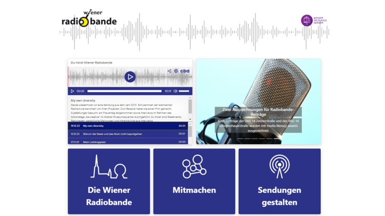 Screenshot der neuen Webseite der Wiener Radiobande.