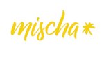 Logo von "mischa": gelber Schriftzug auf weißem Hintergrund