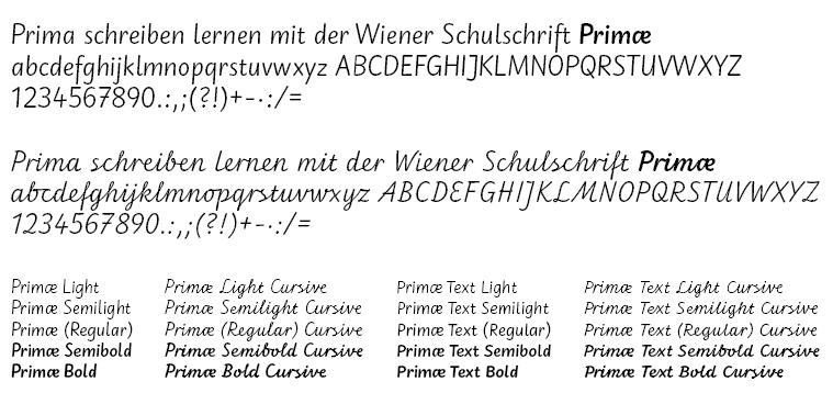 Primæ Schrift in ihrer Vielfalt